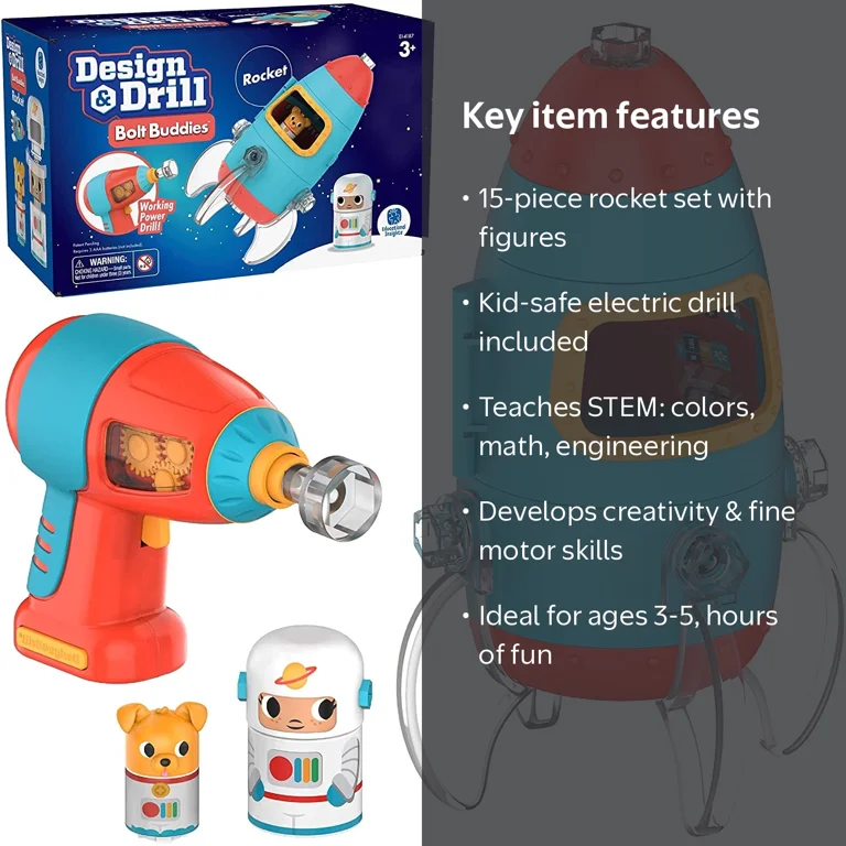 スポーツトイ・アクショントイ BBLD DranDagger 4-60R Black&Blue&T-shirt Educational Insights Design & Drill Bolt Buddies Rocket Play Set