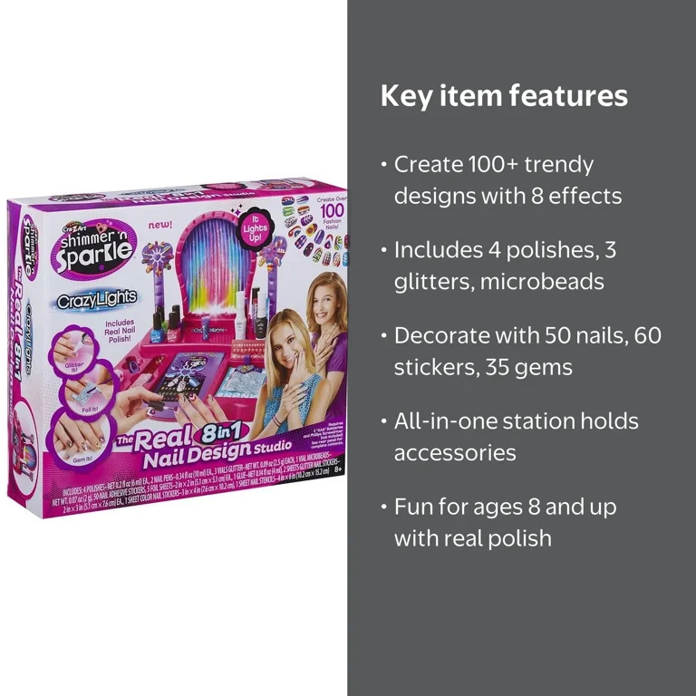 Cra-Z-Art Shimmer 'n Sparkle 8-in-1 Lite-Up Designer Nail Studio