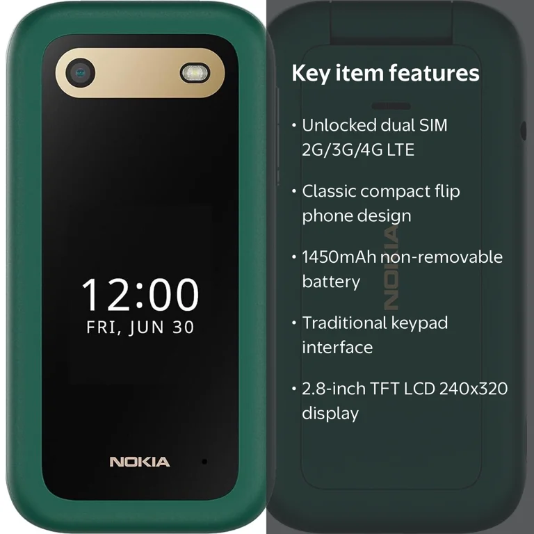 Nokia 2660 128MB Smartphone (Unlocked), Lush Green - Walmart.com
