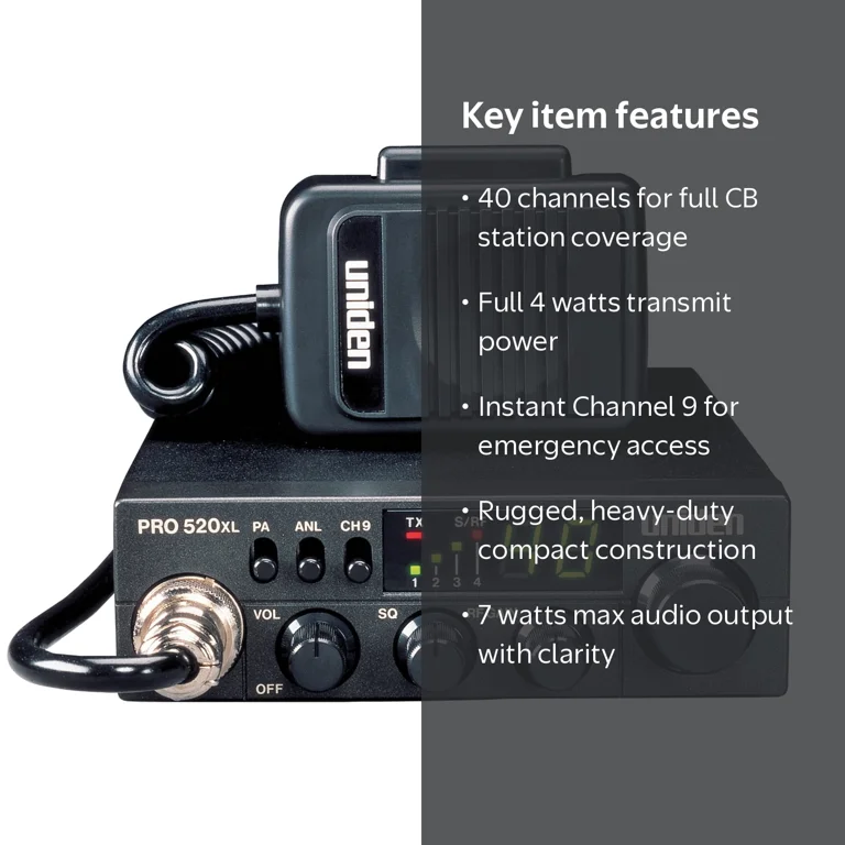 Uniden Professional Series 40-Channel Compact CB Radio, PRO520XLPT