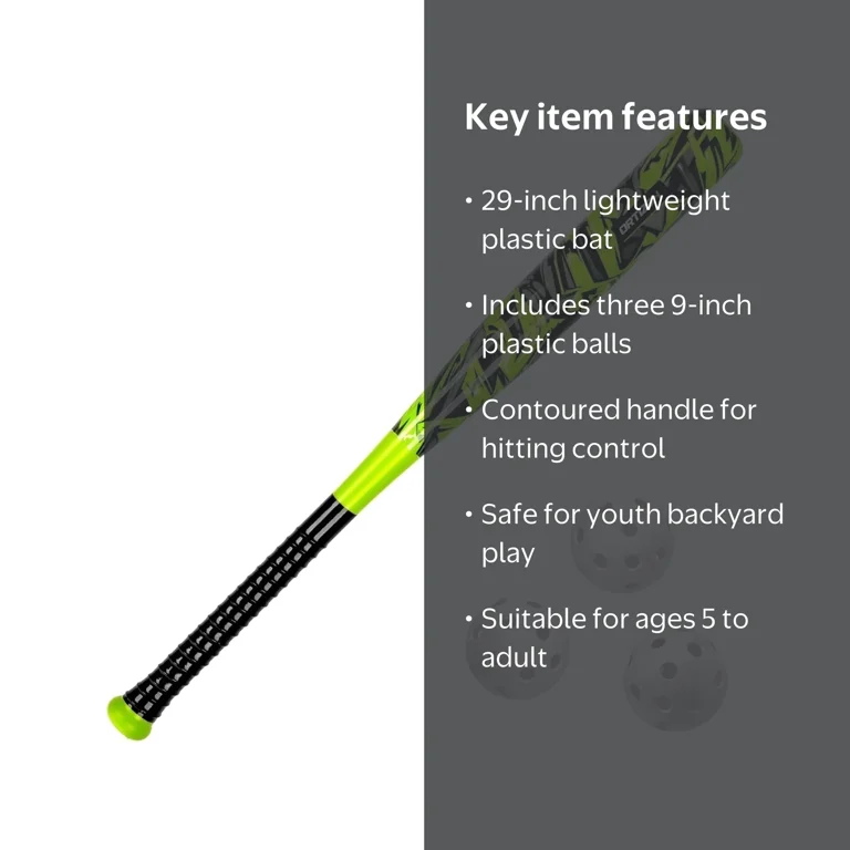Ortiz34, Bat and Ball Set, 29 inch, Plastic Homeroom for Youth