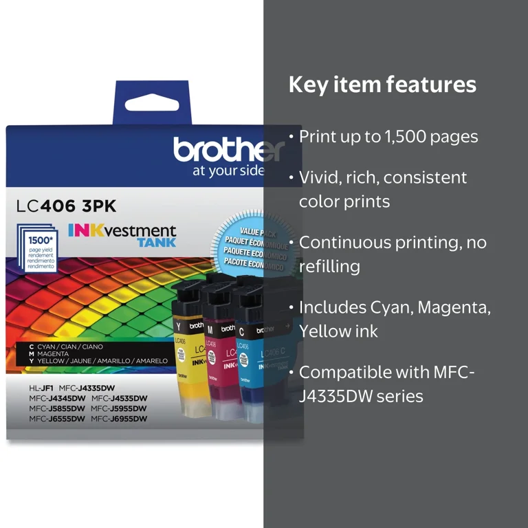 Brother Ink, Ink Cartridge, LC4063PK, 3 Pack Cyan Magenta Yellow