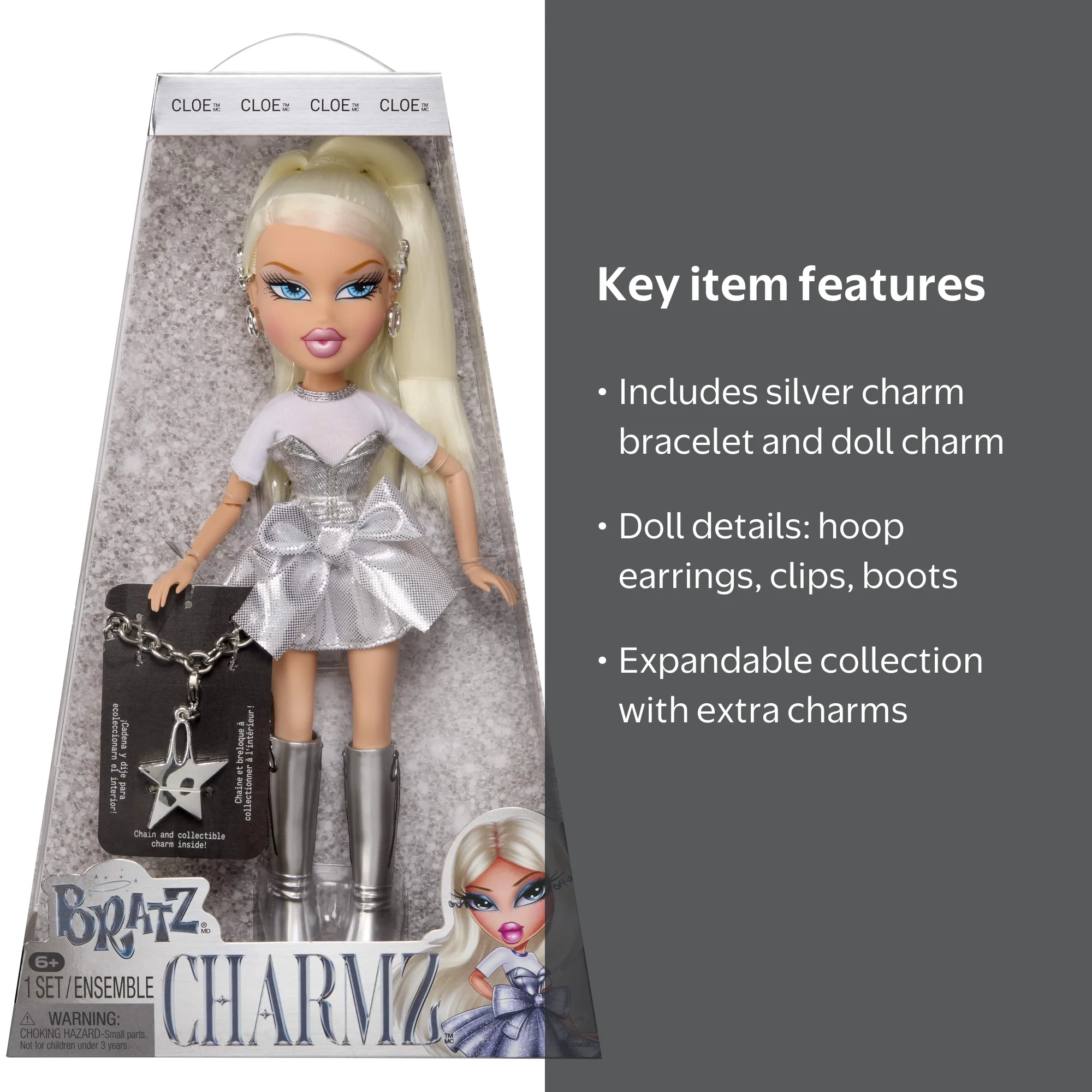 Bratz, Fashion Doll, Charmz Cloe with Collectible Charm Bracelet