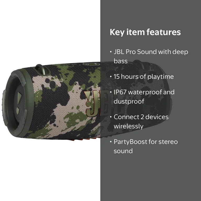 JBL, Portable Wireless Bluetooth Speaker, Xtreme 3, Waterproof
