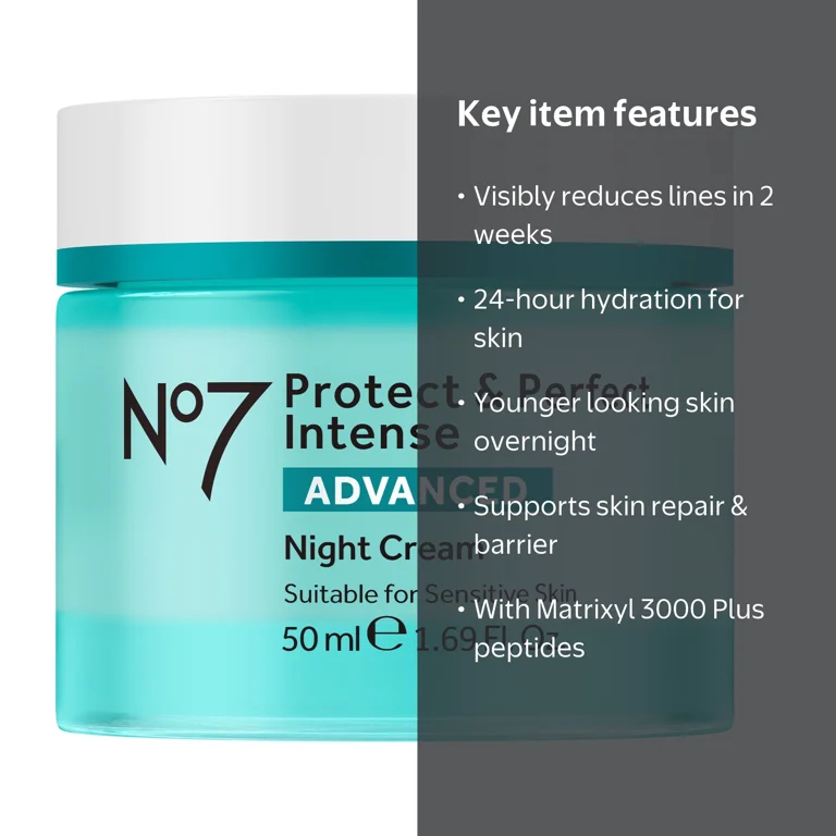 No7 Anti-Aging Night Cream with Hyaluronic Acid, Vitamins