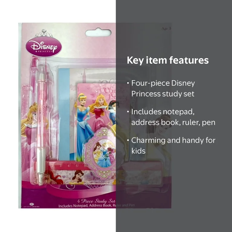 Disney Where Dreams Begin Princesses 4 pcs Study Set: Notepad
