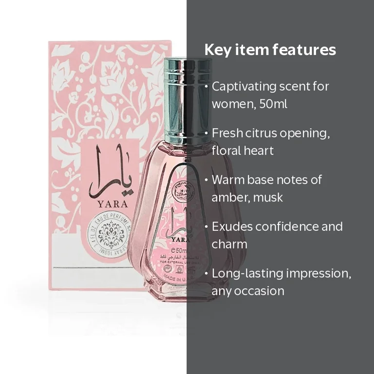 Lattafa, Eau de Parfum for Women, 50ml, Floral citrus and rose