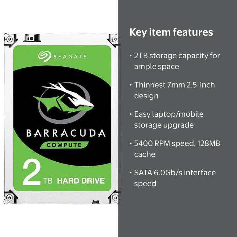 Seagate, Hard Drive, 2TB, SATA 6.0Gb s, 128MB Cache - Walmart.com