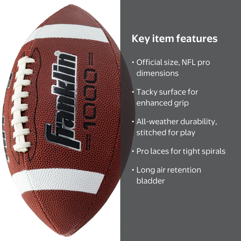 Franklin Sports, Official Football, 1000 Extra Grip, Brown