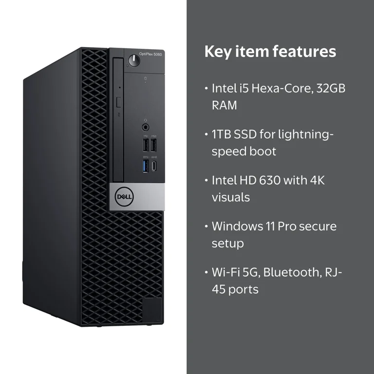 Dell Optiplex 5060 Desktop Computer | Hexa Core i5, 32GB RAM, 1TB