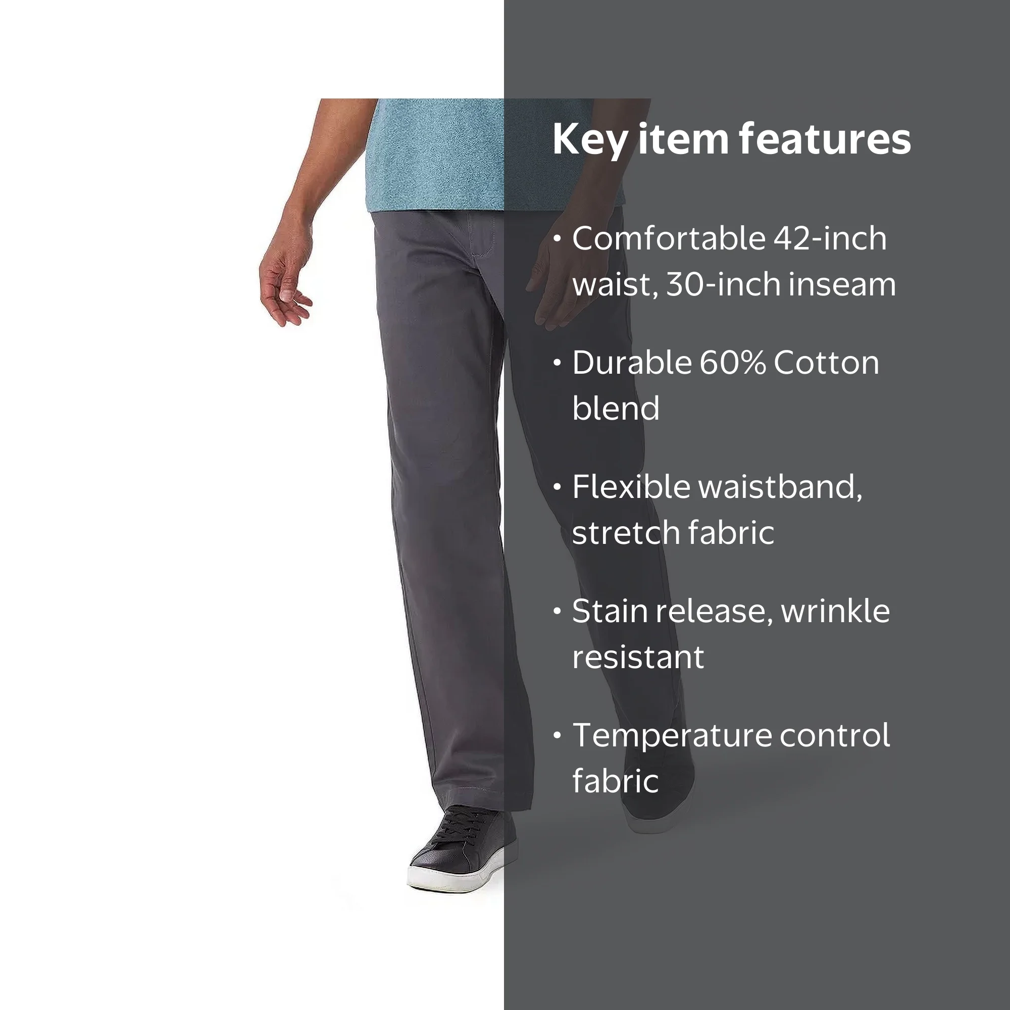 Lee Men's Extreme Comfort Straight-Fit Flat-Front Pants 42x30