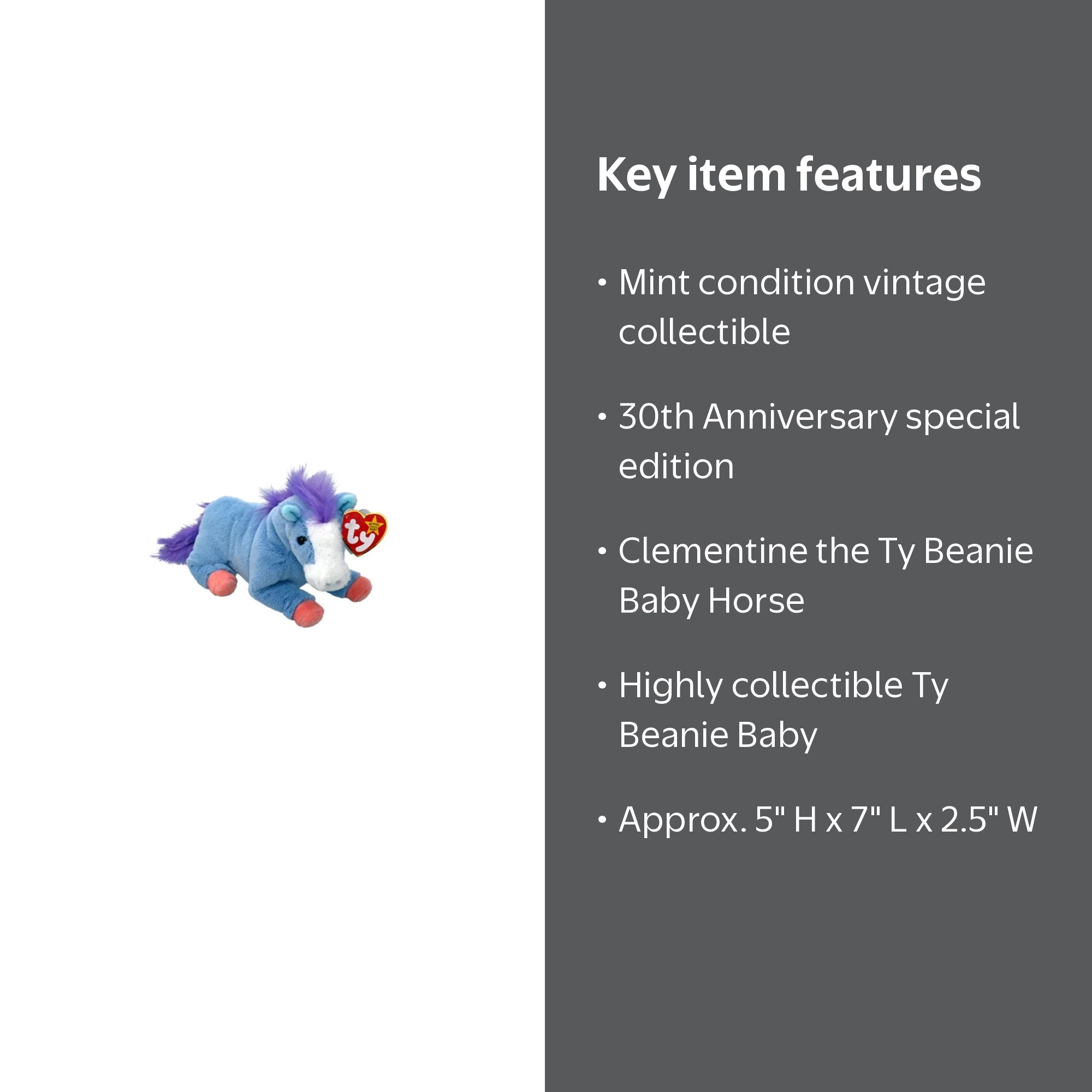 Ty Beanie Baby - Clementine the Horse – 30th Anniversary - Stuffed