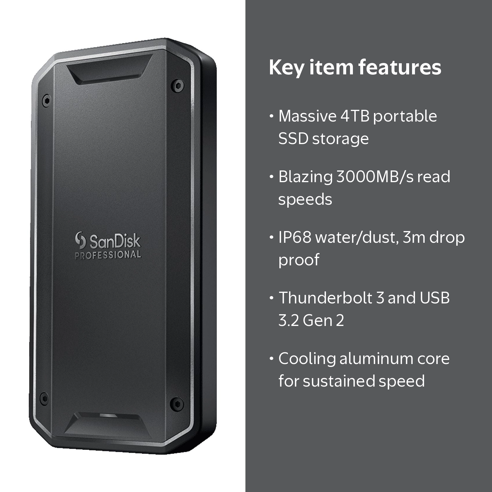 SanDisk 4TB PRO-G40 SSD, USB Storage, Portable External Solid