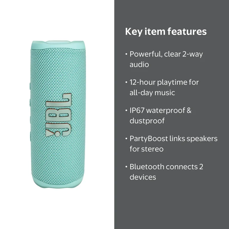 JBL Flip 6 - Portable Waterproof Bluetooth Speaker - Teal