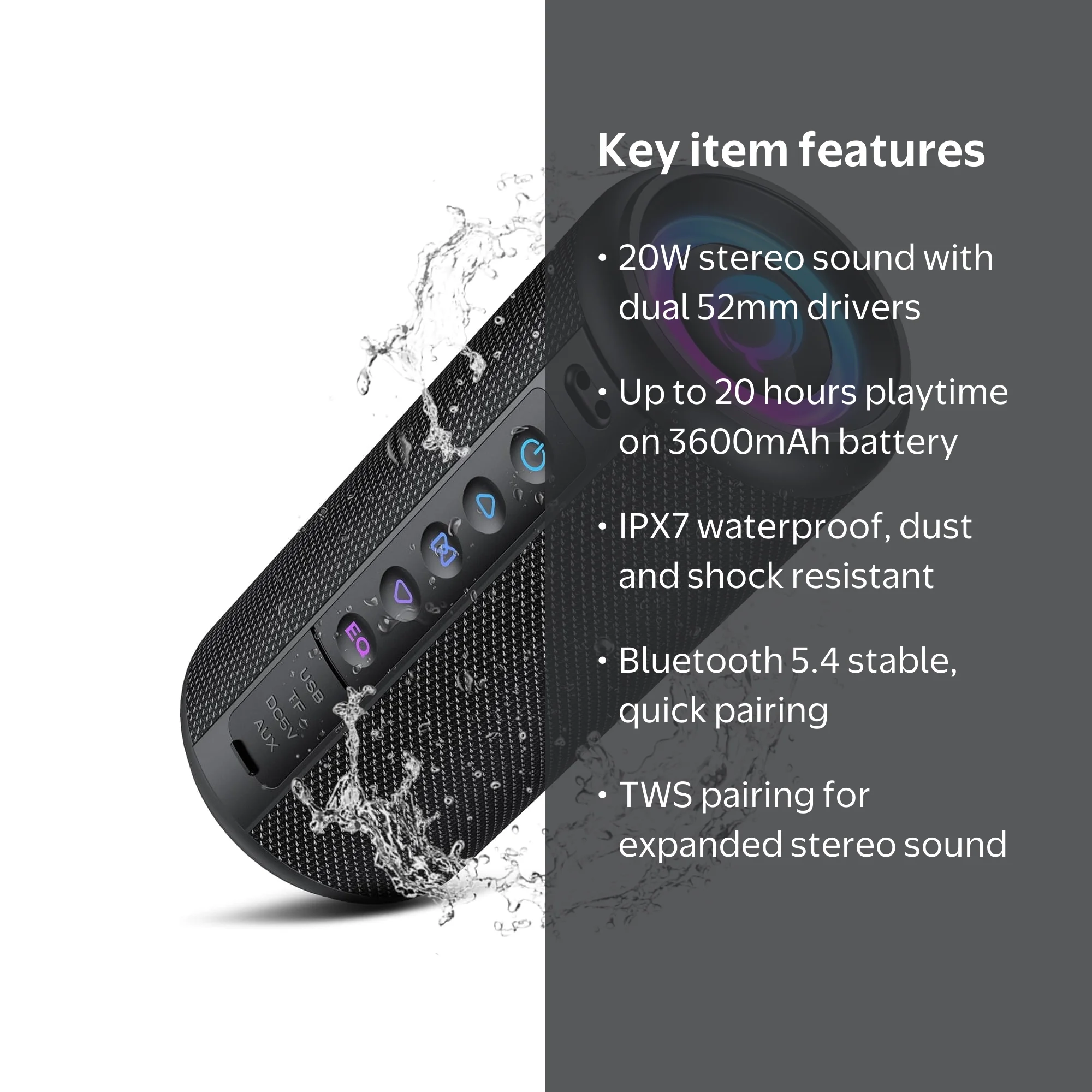 xinwld Portable Bluetooth Speaker, Bluetooth 5.4, 20W HD Stereo