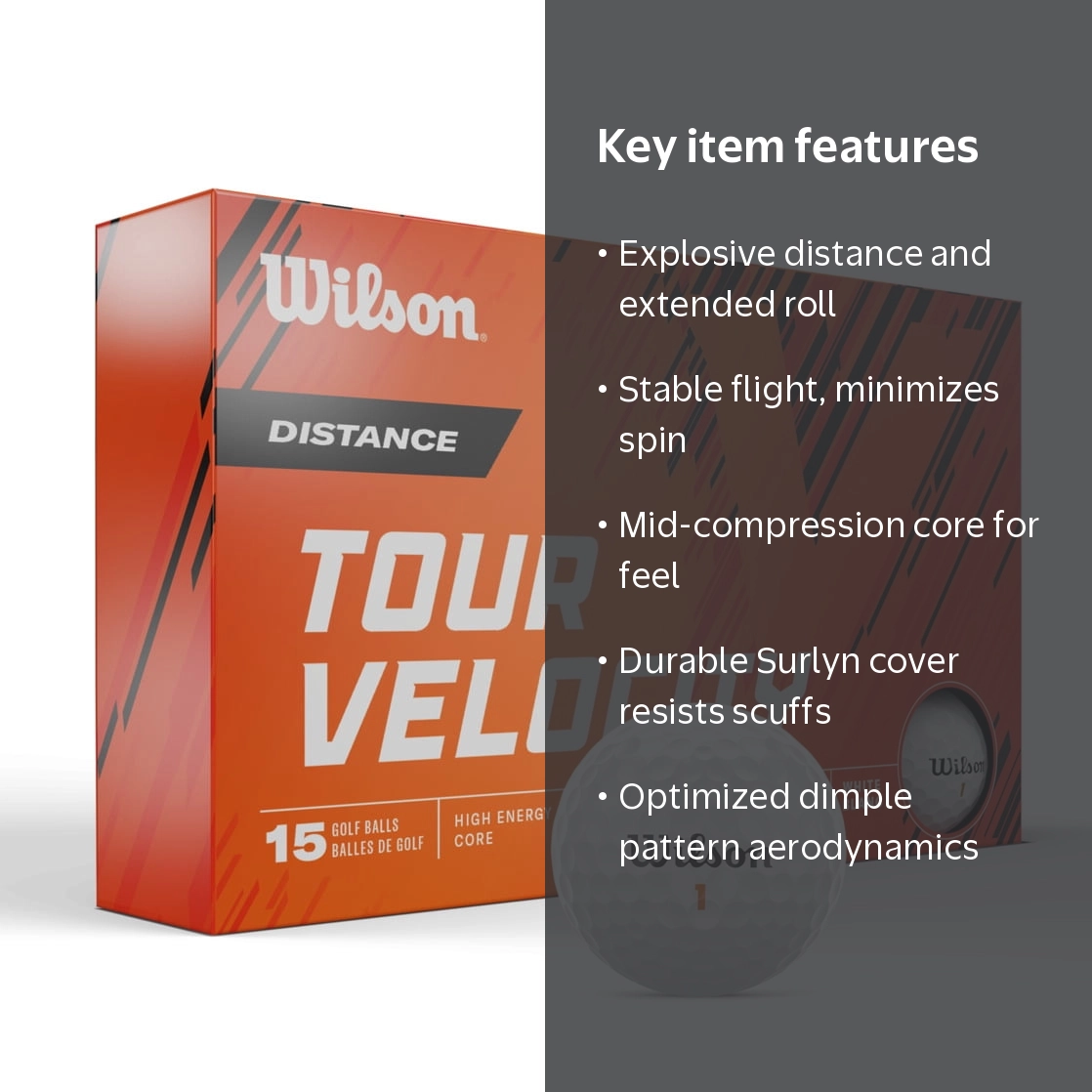 Wilson, Golf Balls, 15 Balls, White, Designed for Distance