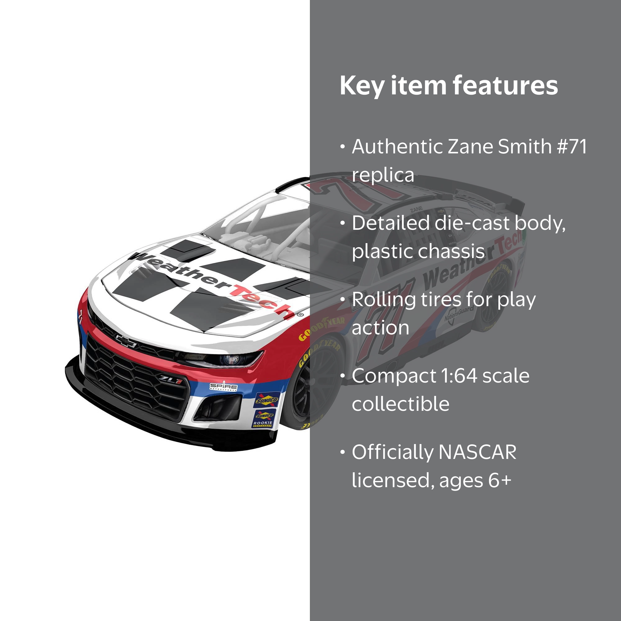 Lionel Racing NASCAR Authentics Zane Smith No. 71 WeatherTech 1:64