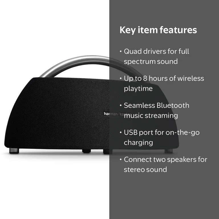 Harman Kardon, Go + Play Portable Bluetooth Speaker, Black, Mini