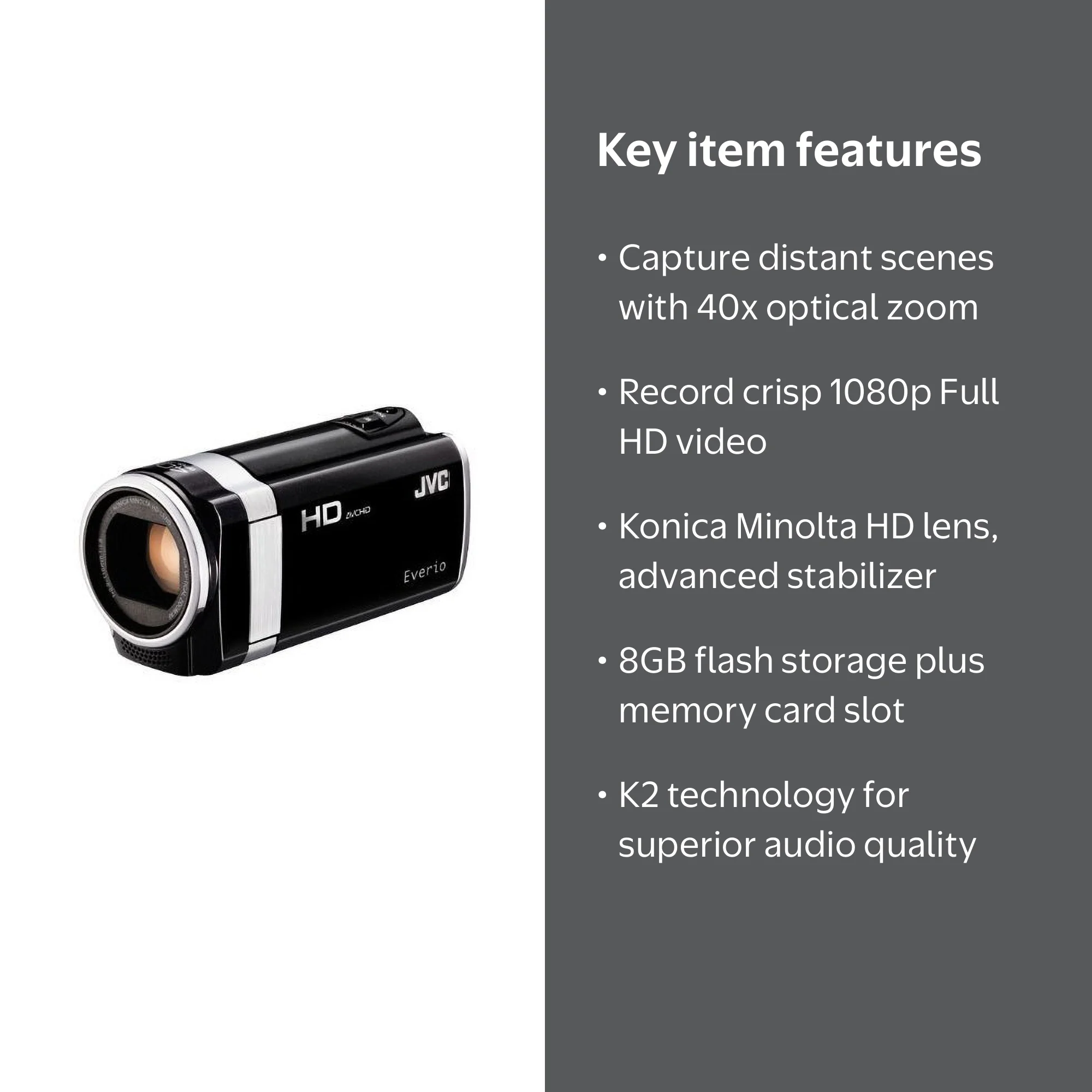 JVC Everio GZ-HM650 - Camcorder - 1080p - 3.32 MP - 40x optical
