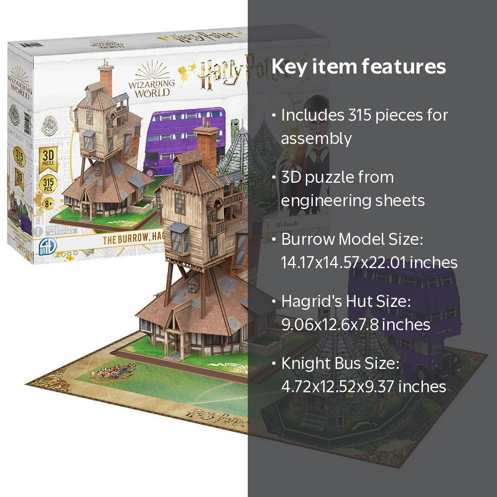 Harry Potter The Burrow, Hagrid's Hut, The Knight Bus 3D Puzzle