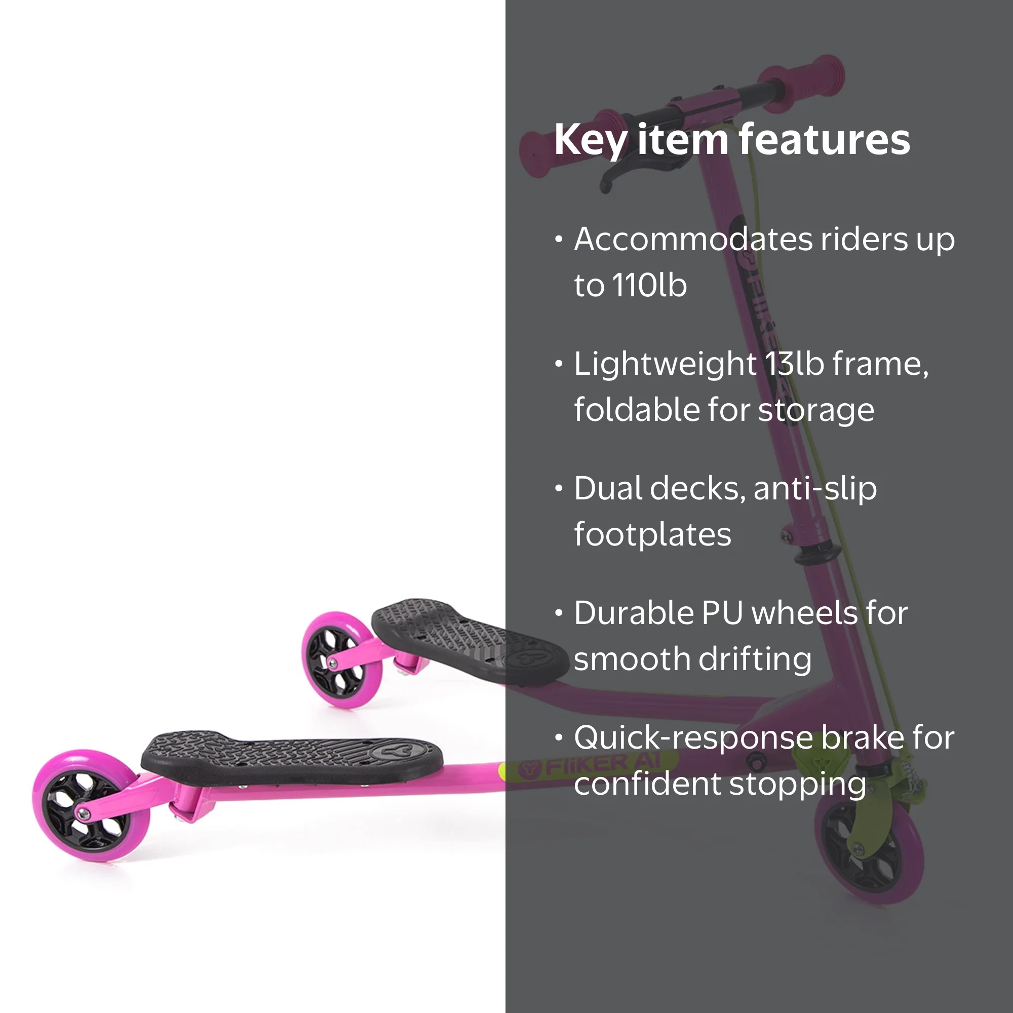 Yvolution Fliker Air A1 | 3 Wheel Drift Wiggle Scooter for Kids