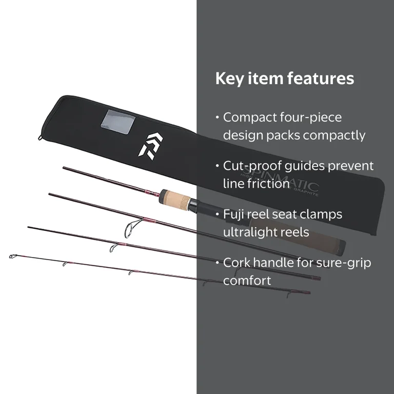 Daiwa, Spinmatic-D Ultralight Pack Fishing Rod, 664ULFS, Red