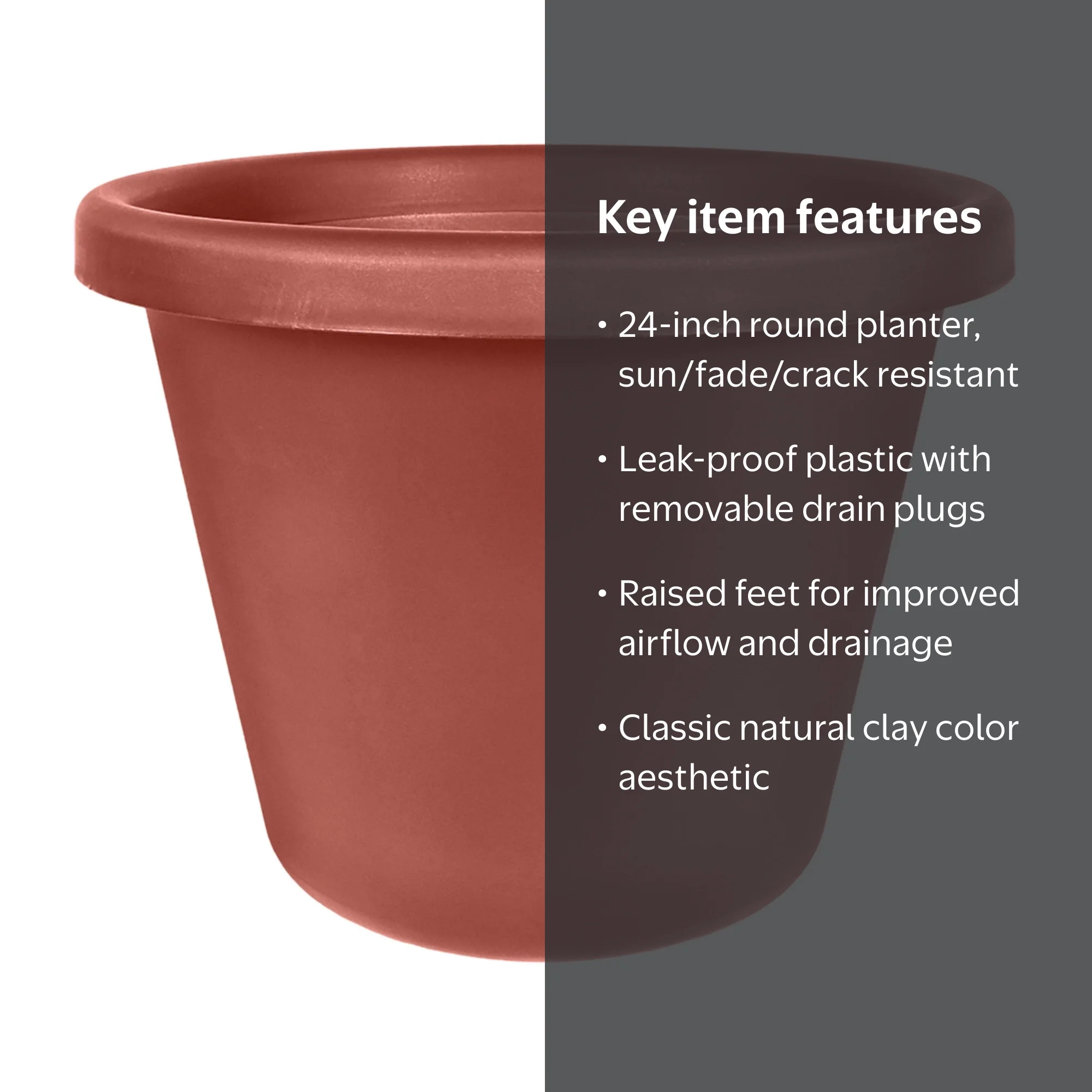 HC Companies Large 24-Inch Round Classic Flower Planter Pot,  Indoor/Outdoor, Plastic, Clay - Walmart.com