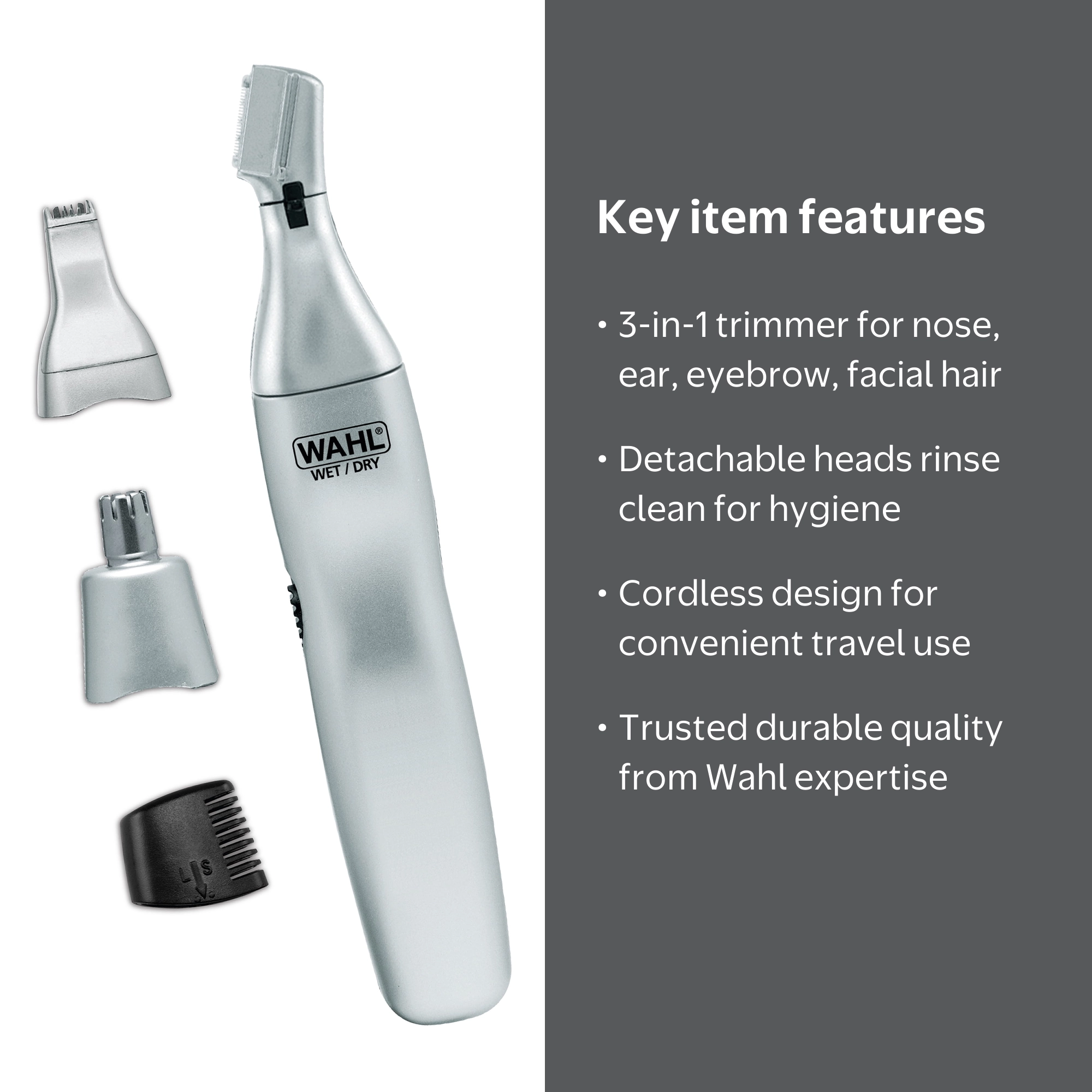 Wahl Nose, Ear & Eyebrow Hair Trimmer, Model 05545-400, Cordless
