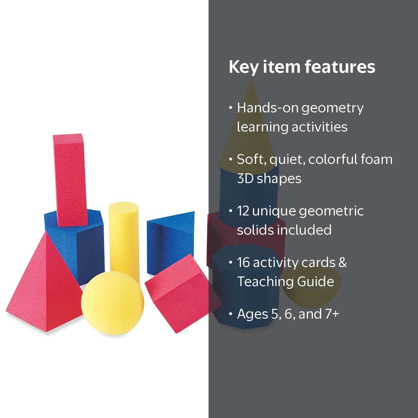 Learning Resources Hands-On Soft Geosolids, Soft Foam 3D Shapes