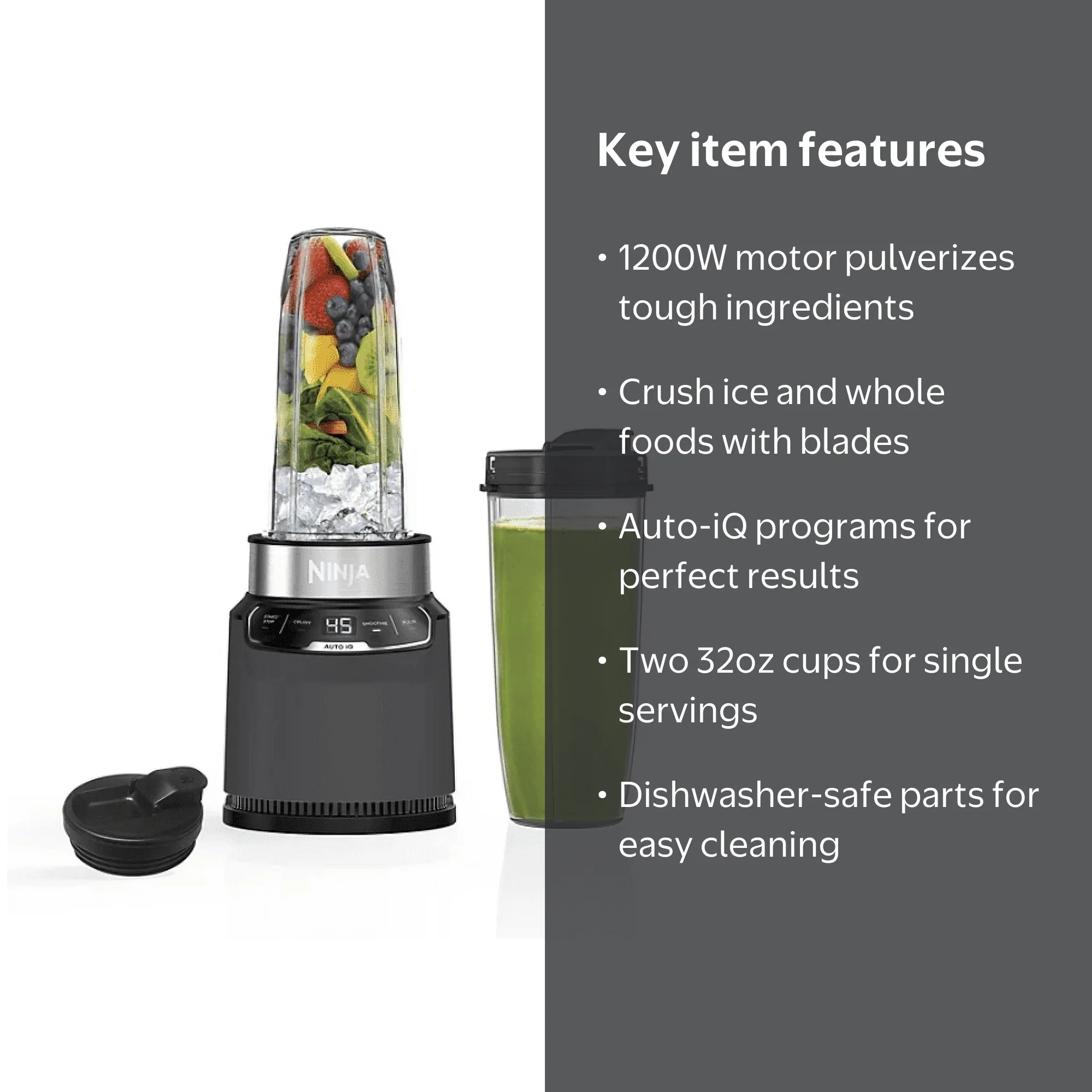 Ninja Nutri-Blender Pro with Auto-iQ, Personal Blender, CL401A