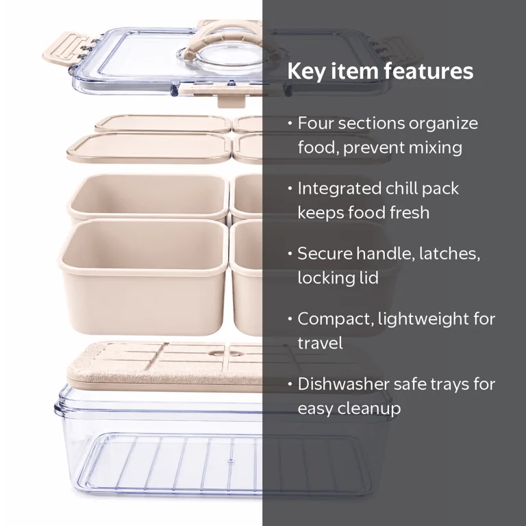 Cook with Color 4-Compartment Portable Snack Box Food Storage