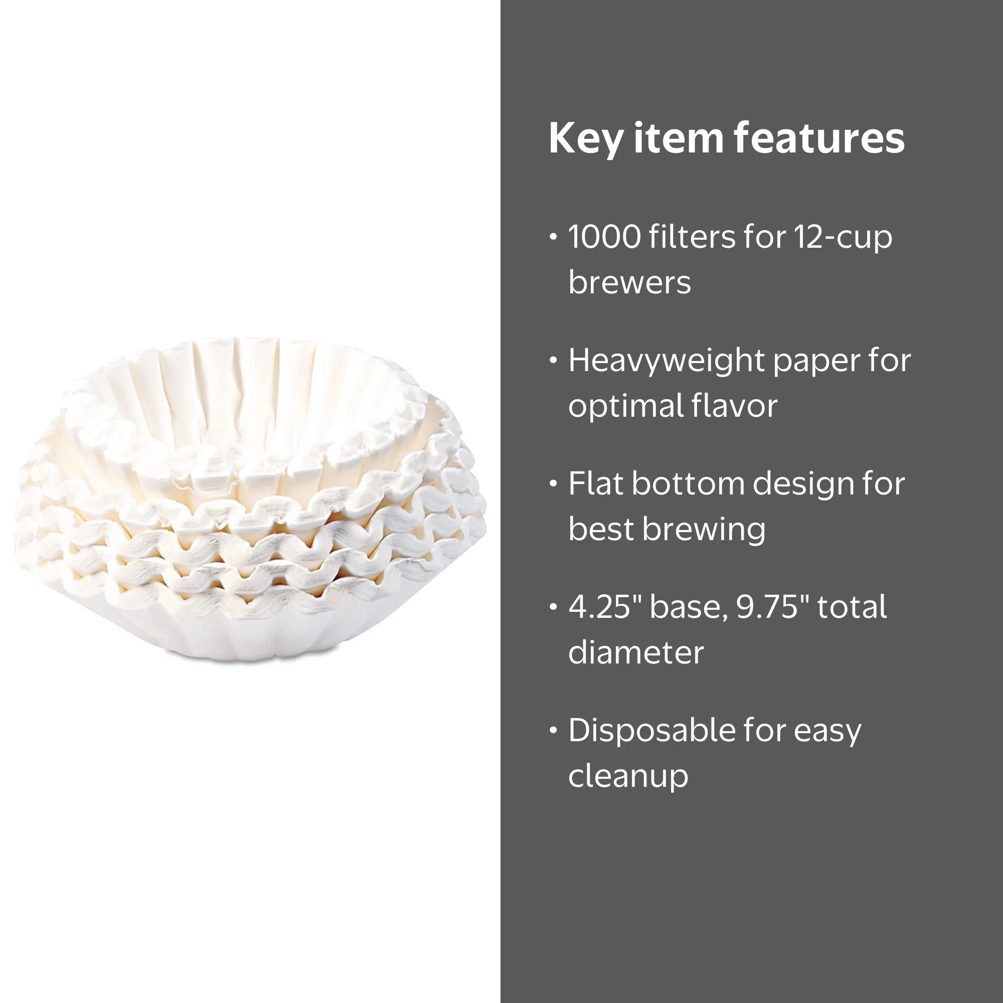 BUNN, Coffee Filters, 12-Cup Size, 1000/Carton, Flat Bottom - Walmart.com
