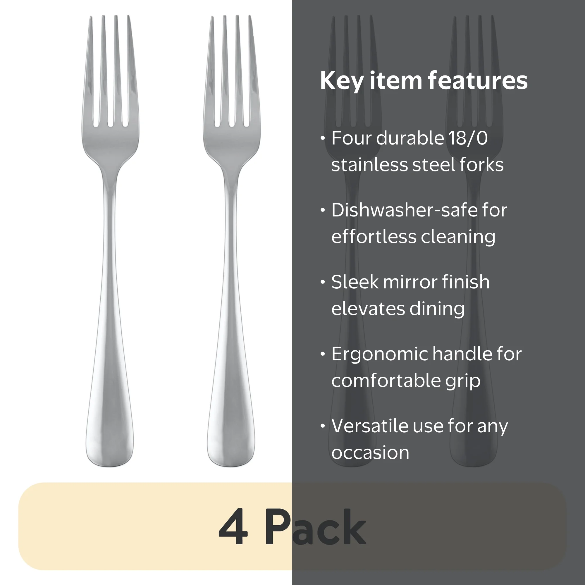 Cambridge Silversmiths Pepino Mirror Stainless Steel Dinner Fork 4