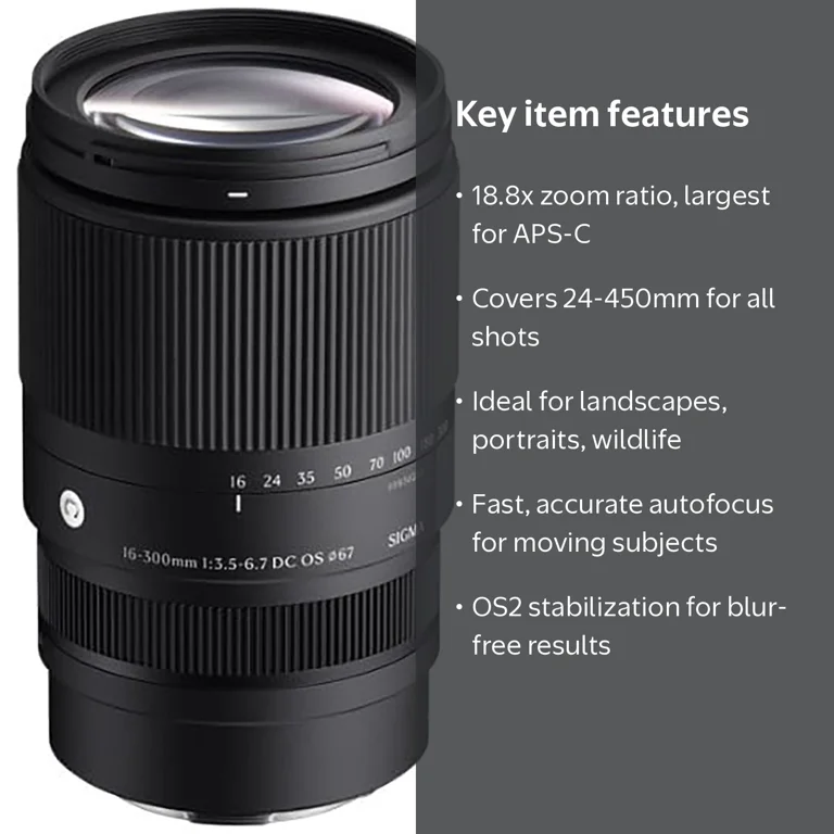 Sigma 16-300mm F3.5 - 6.7 DC OS Contemporary Lens Compatible with