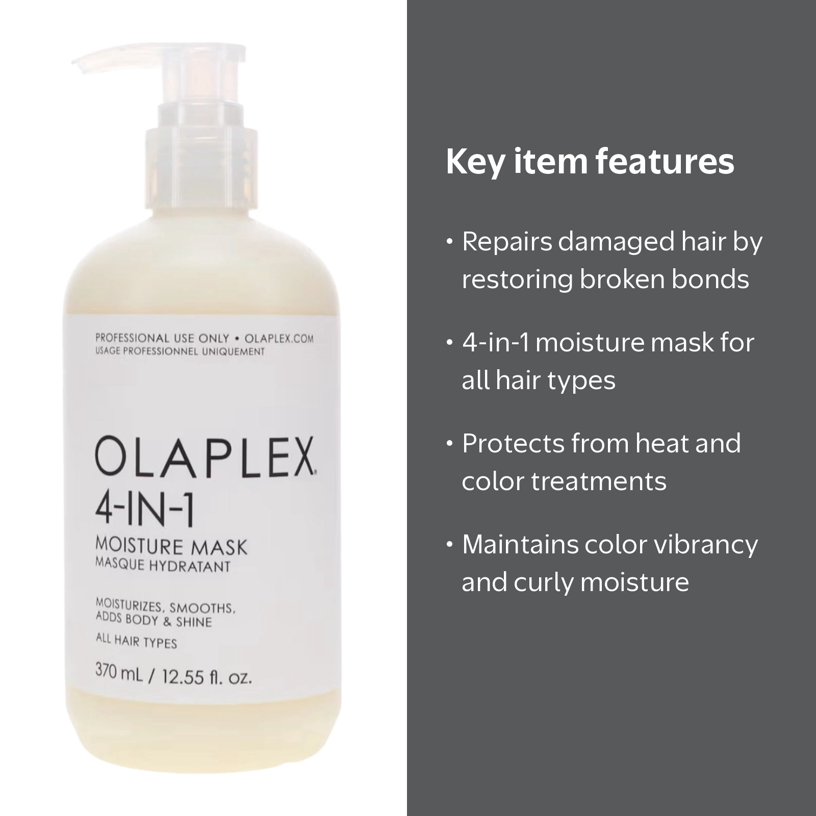 Olaplex 4-in-1 Moisture Mask 12.55 oz for All Hair Types, Repairs