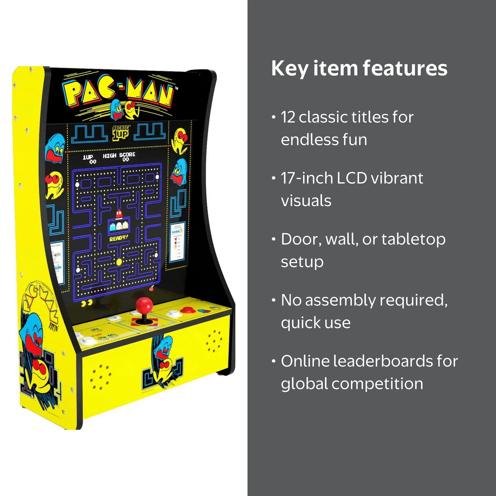 Arcade1Up PAC-MAN Video Game Machine, 12-in-1, 17
