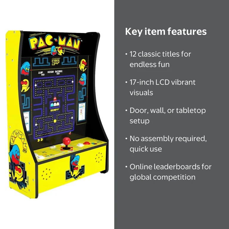 Arcade1Up PAC-MAN Video Game Machine, 12-in-1, 17