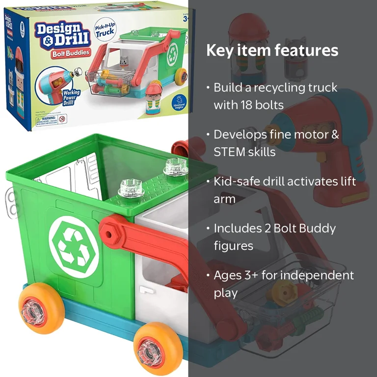 Educational Insights Design & Drill Bolt Buddies Recycling Truck