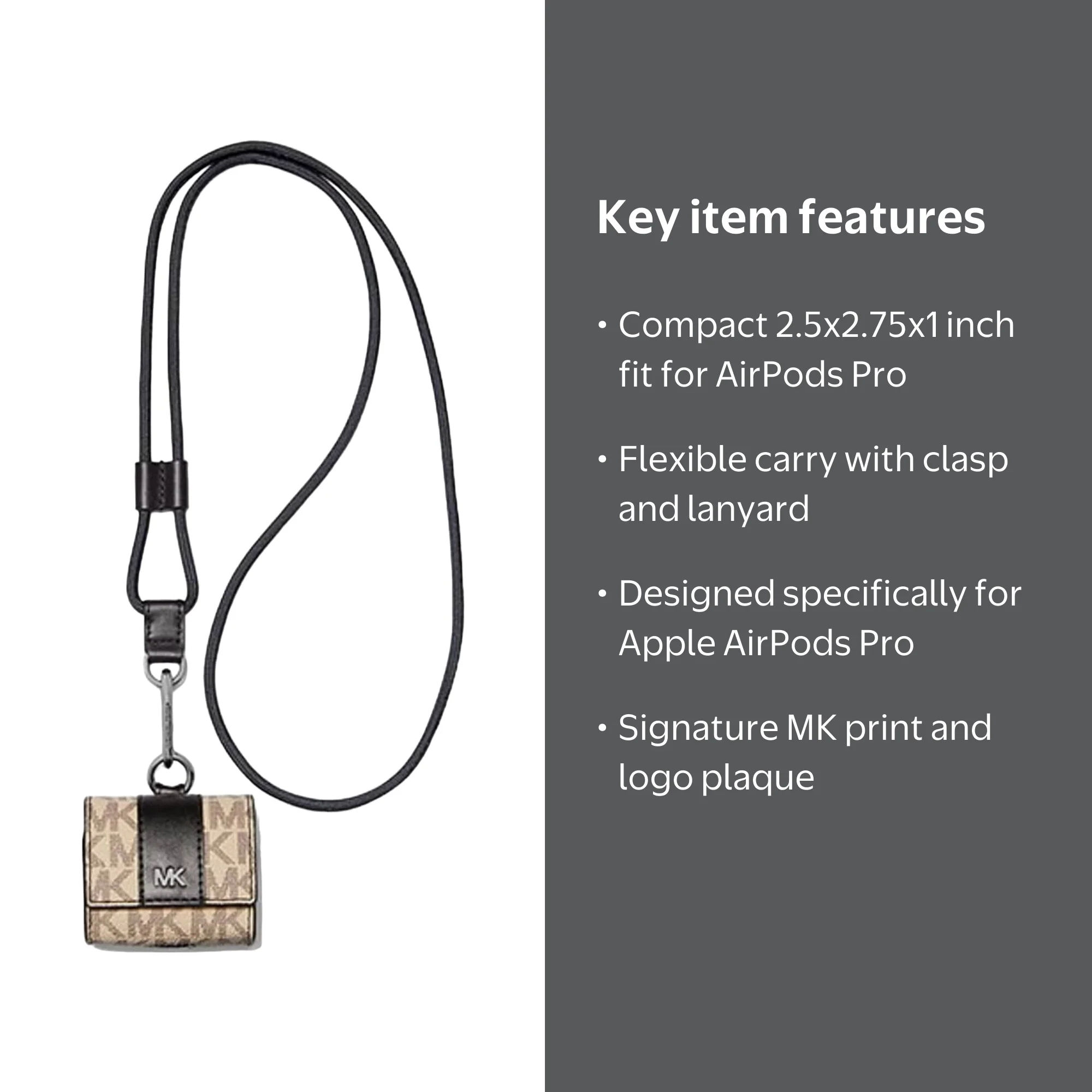 Michael Kors Logo Clip Case for Apple AirPods Pro (Hemp/Brown
