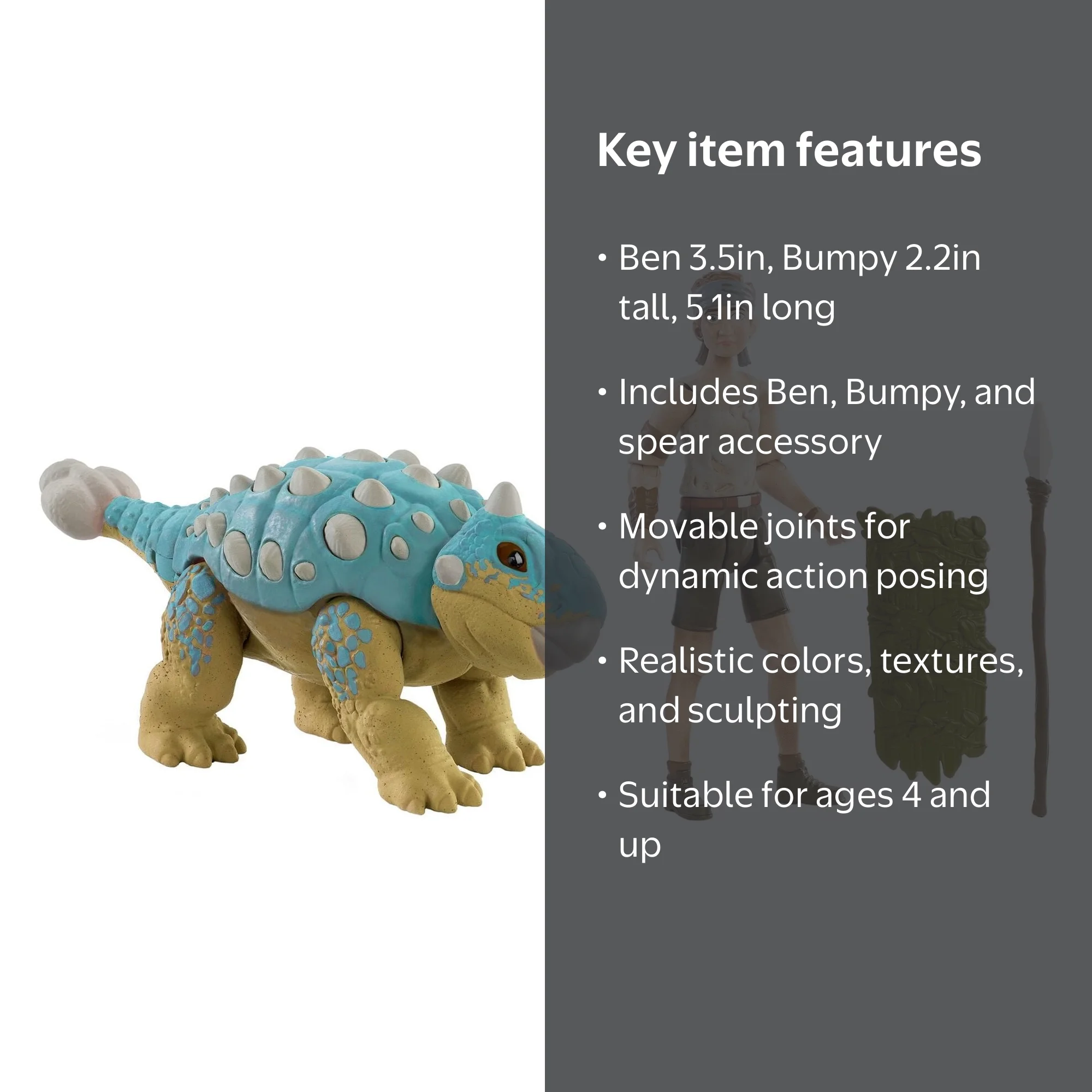 Jurassic World Action Dinosaur Pack: Ben & Ankylosaurus Bumpy