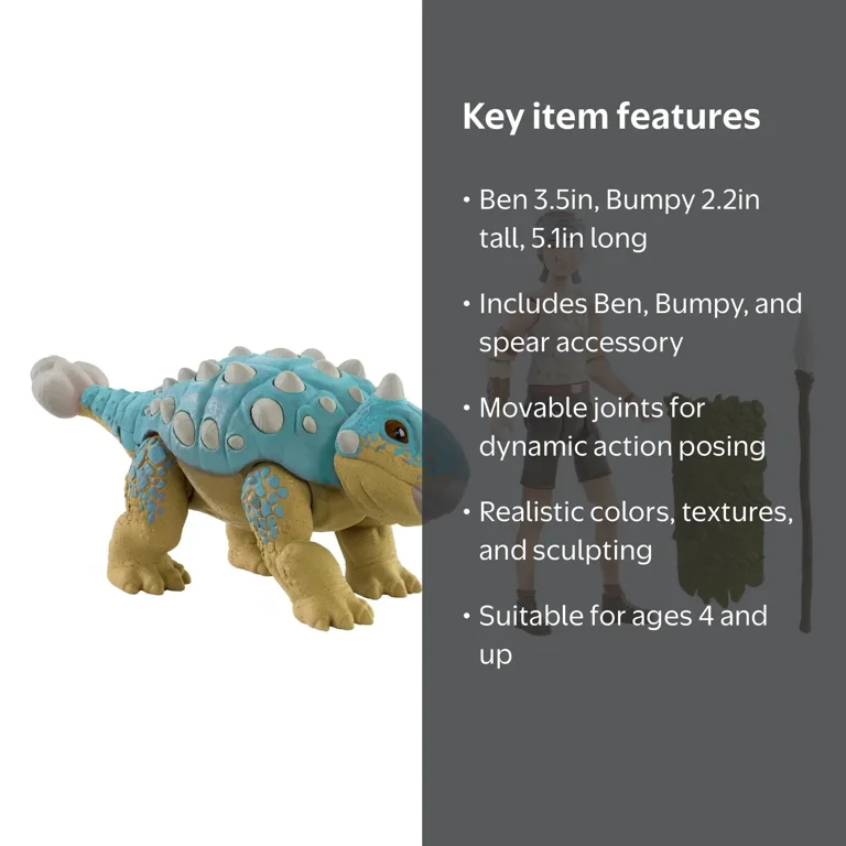 Jurassic World Action Dinosaur Pack: Ben & Ankylosaurus Bumpy