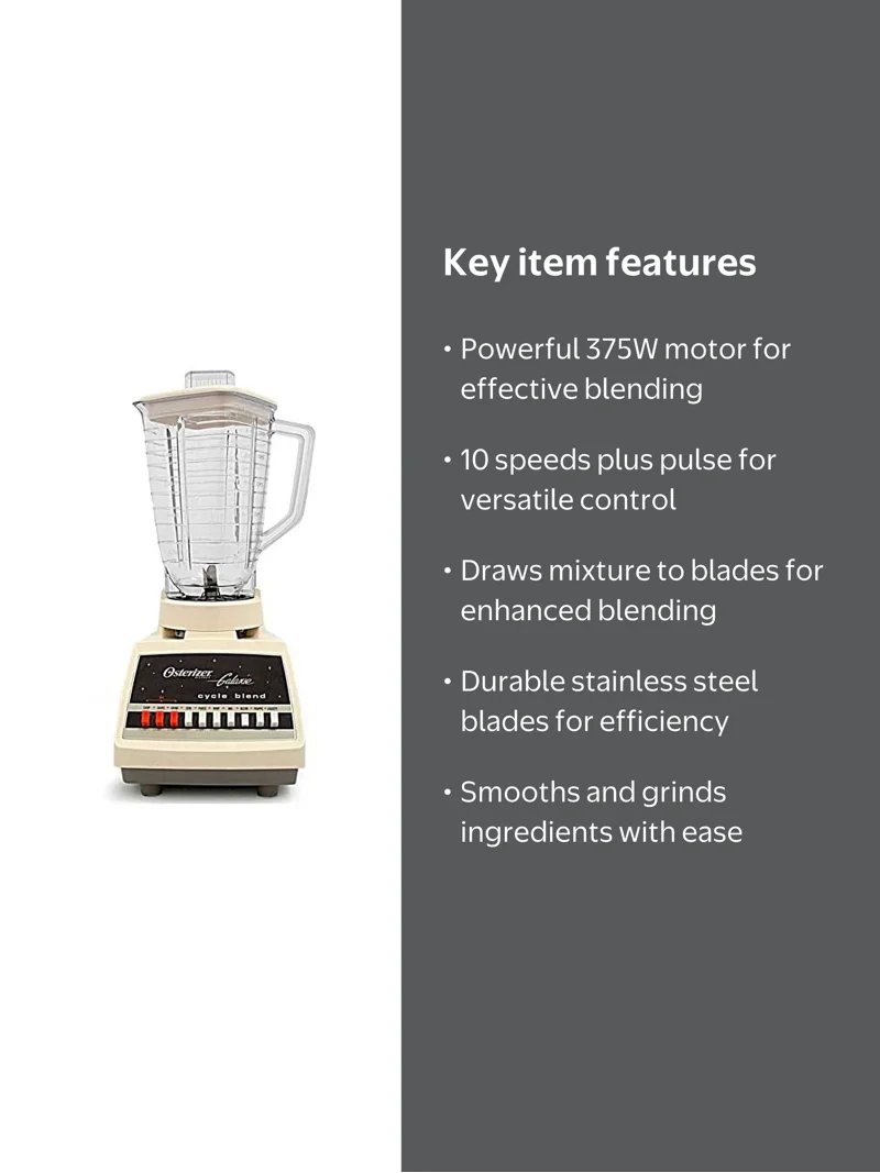 Oster 10-Speed Blender, 375W, Beige, Stainless Steel Blades