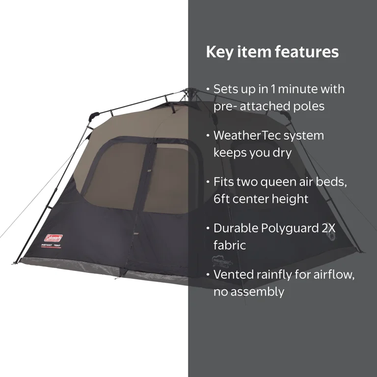 Coleman 6-Person Cabin Tent, Instant Setup, WeatherTec System