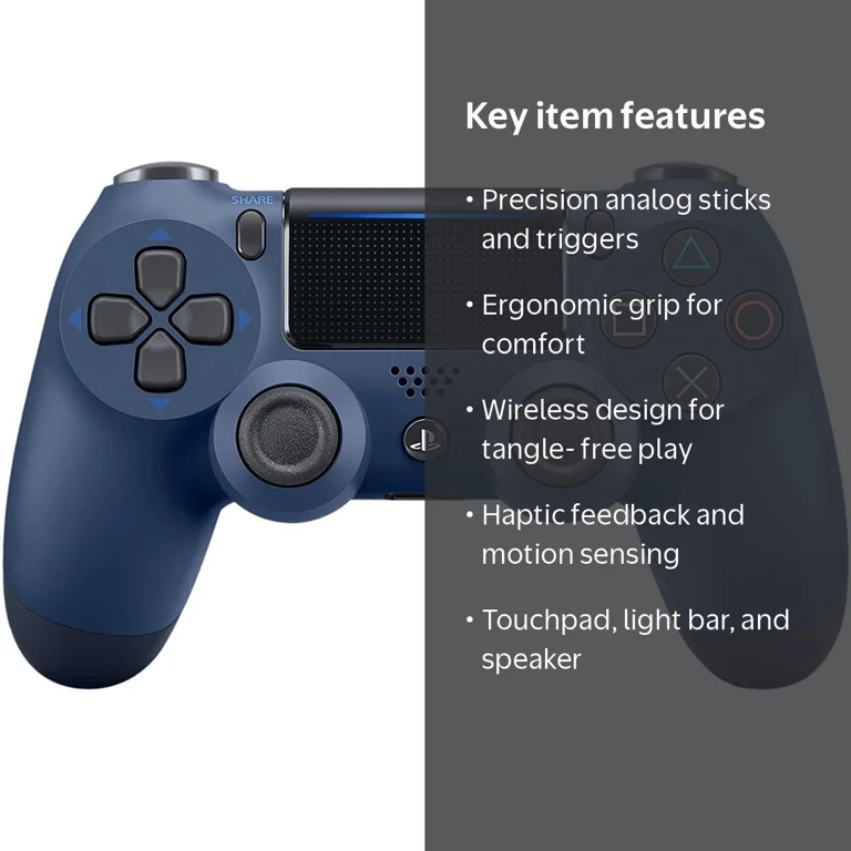 Sony, PS4 DualShock 4 Wireless Controller, Midnight Blue - Walmart.com