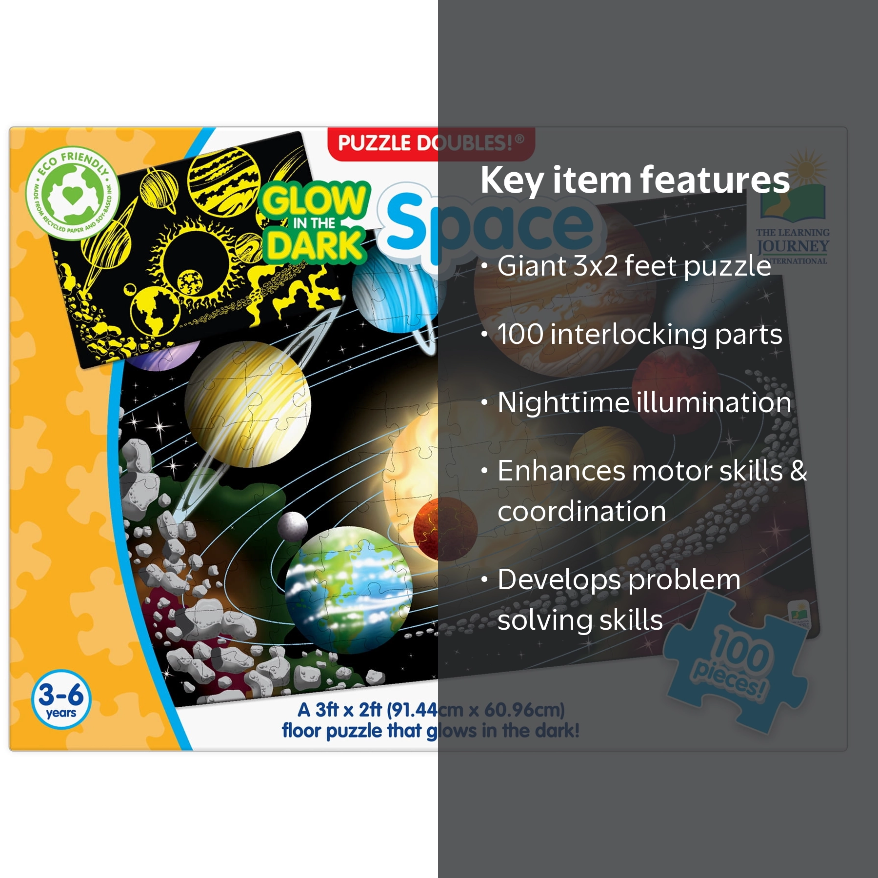 The Learning Journey Puzzle Doubles, Glow In The Dark, Space