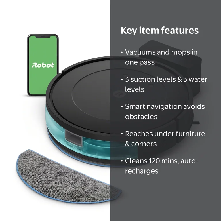 iRobot, Robot Vacuum and Mop Combo, Y0140 with 4-Stage Cleaning