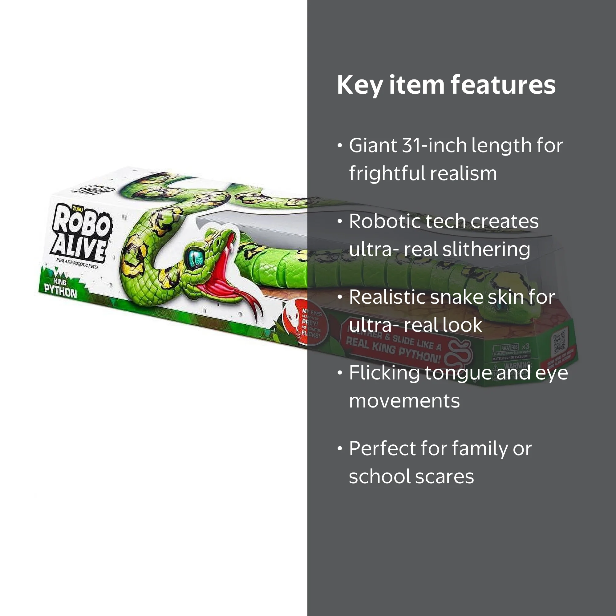 ZURU, Robo Alive King Python Robotic Pet Figure, 31 inches, Green