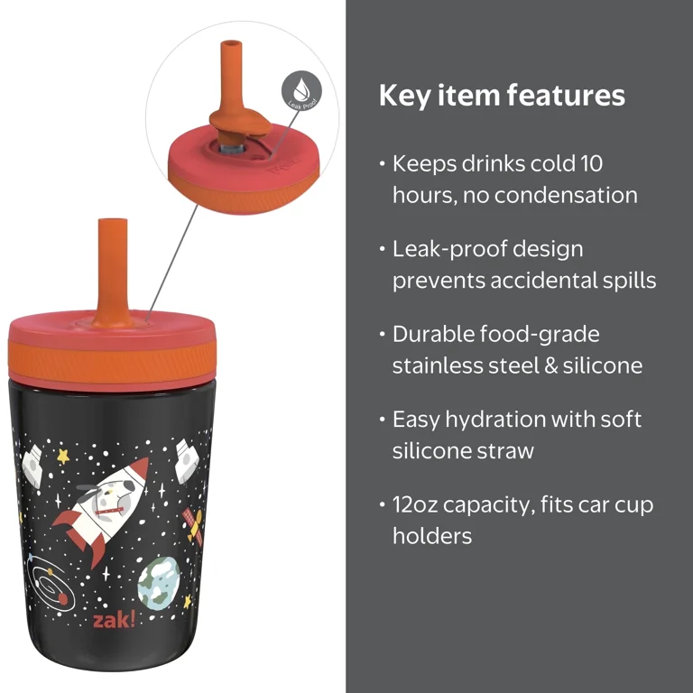 Zak Designs 12oz Vacuum Insulated Stainless Steel Kid's Travel Cup