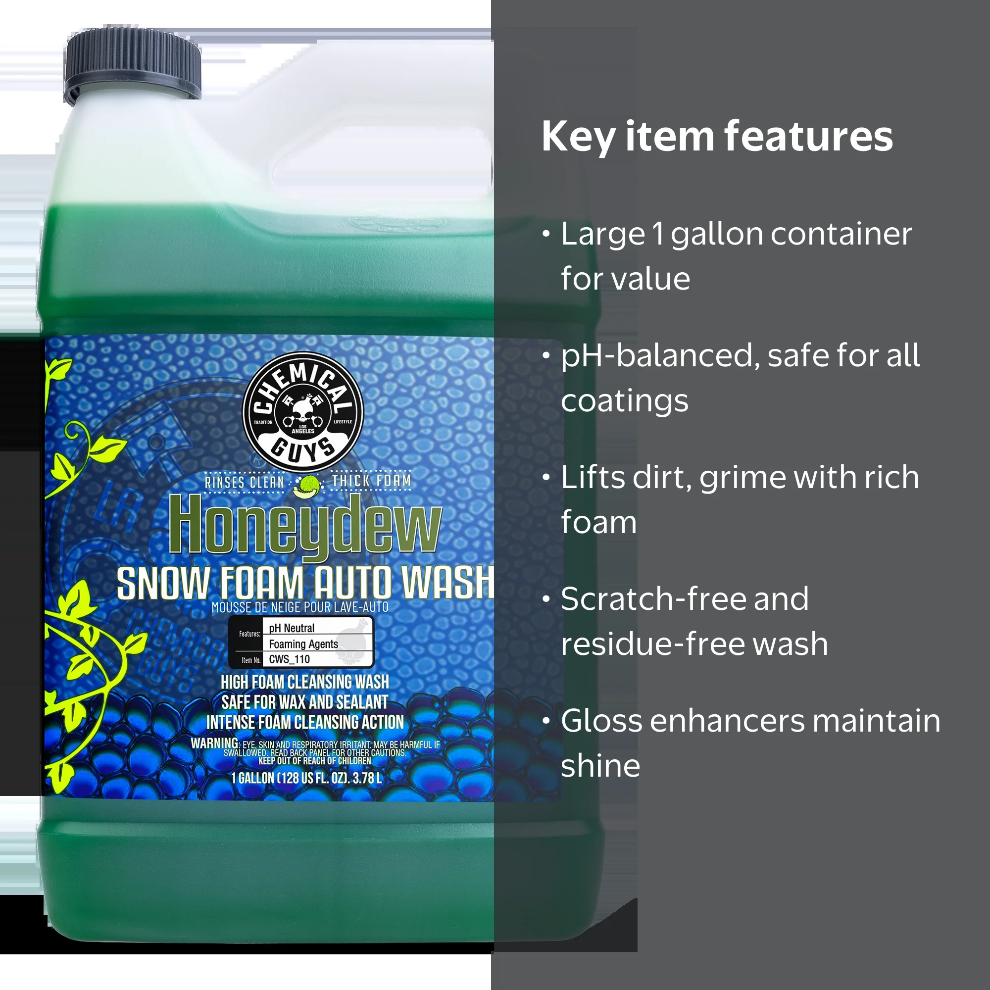 【ちんかんSHOP】クレンジングWⅡ クリーンフォームW Chemical Guys Honeydew Snow Foam Auto Wash Cleanser (1 Gallon) (CS