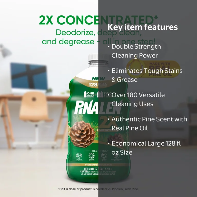 PINALEN 2X Multipurpose Cleaner, Fresh Pine Scent, 128 fl oz